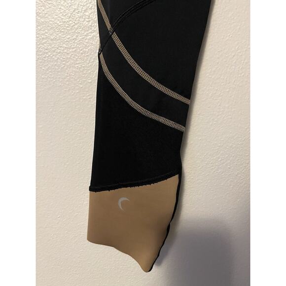 Zyia Active Mocha On Black Game Day Light N Tight 7/8 Leggings Size 6-8 Pockets - Picture 5 of 10